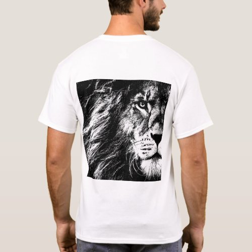 Lion Face Back Side Design Pop Art Template Mens T_Shirt