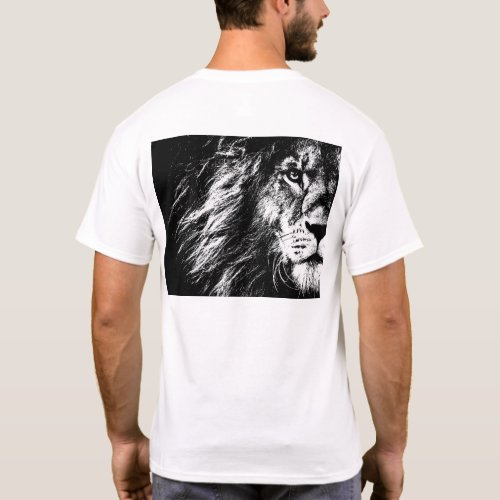 Lion Face Back Side Print Modern Template Mens T_Shirt