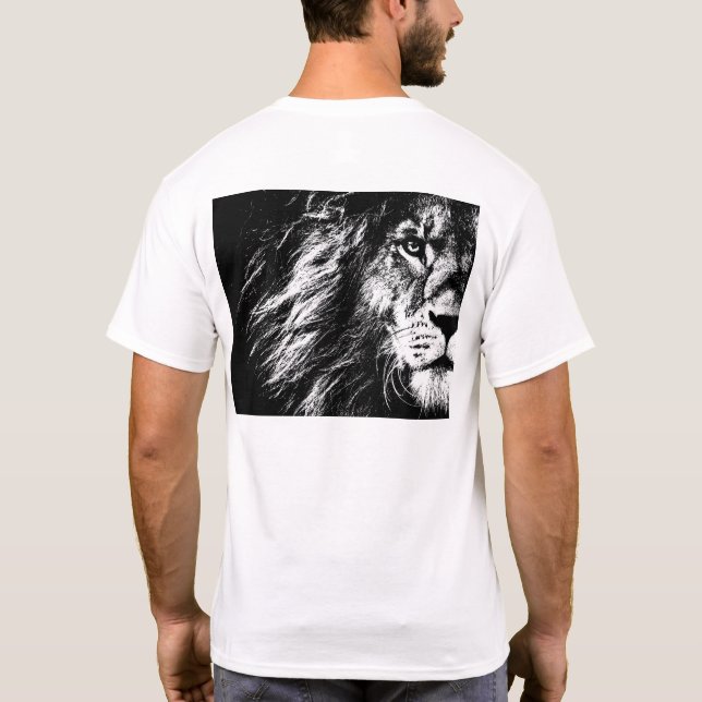 Lion Face Back Side Print Modern Template Mens T-Shirt (Back)