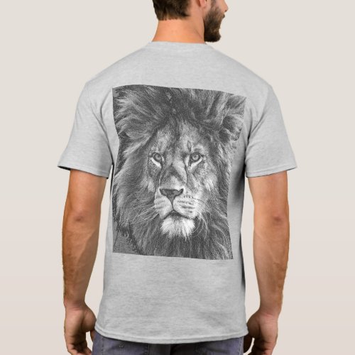 Lion Face Back Side Print Template Pop Art Mens T_Shirt