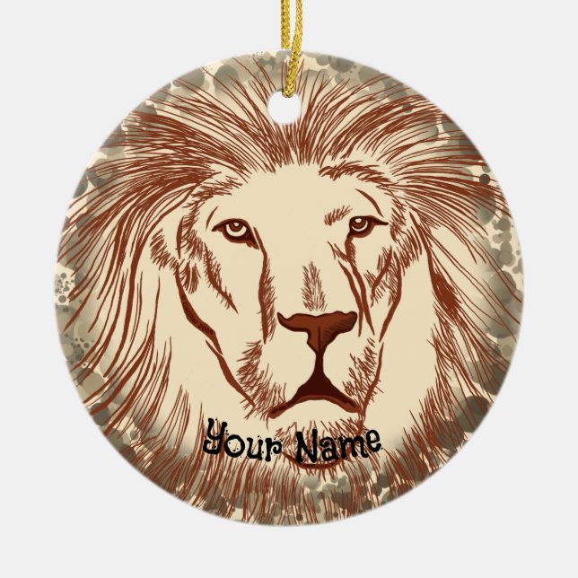 Lion Face  Ceramic Ornament (Front)
