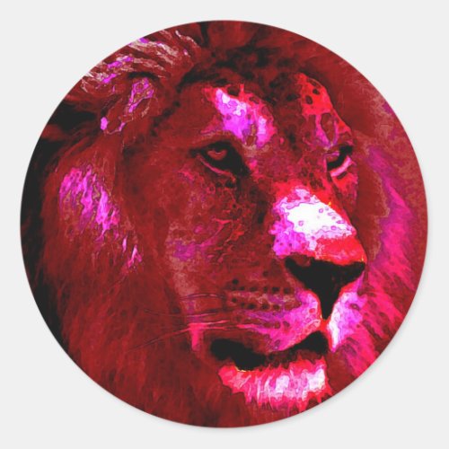 Lion Face Classic Round Sticker