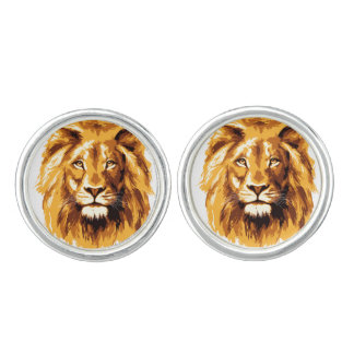 Lion Face Closeup Head Cufflinks