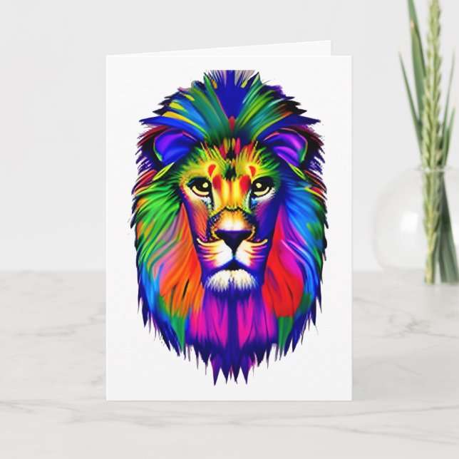 Lion Face Colorful Art Card (Front)
