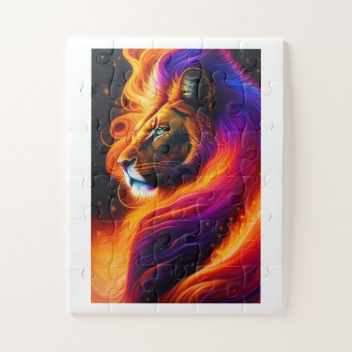 Lion Face Colorful Painting Art Jigsaw Puzzle