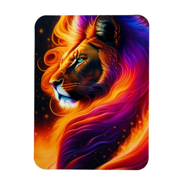 Lion Face Colorful Painting Art Magnet (Vertical)