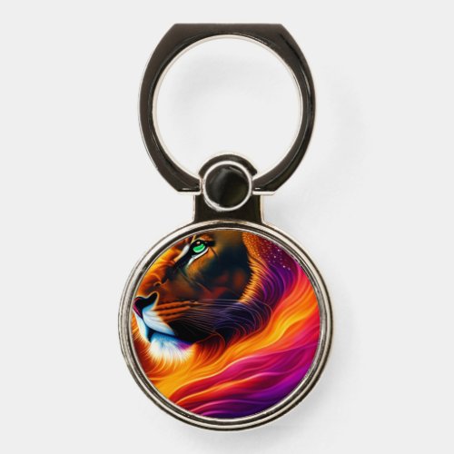 Lion Face Colorful Painting Art Phone Ring Stand
