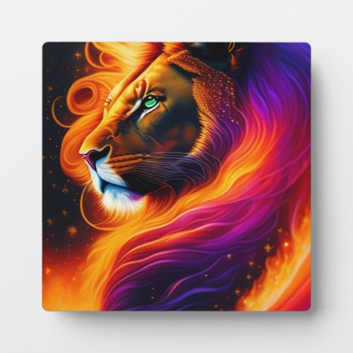 Lion Face Colorful Painting Art Plaque