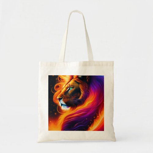 Lion Face Colorful Painting Art Tote Bag