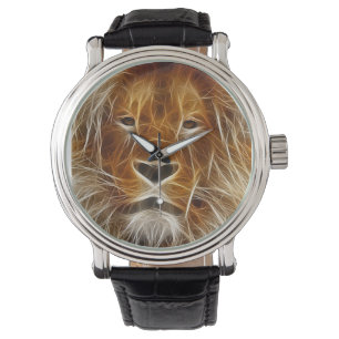 Lion Face Fractal Art Wildlife Wrist Watch