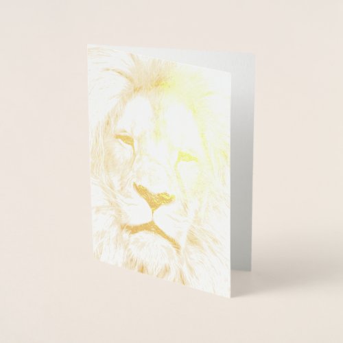 Lion Face Gold Foil Birthday Card