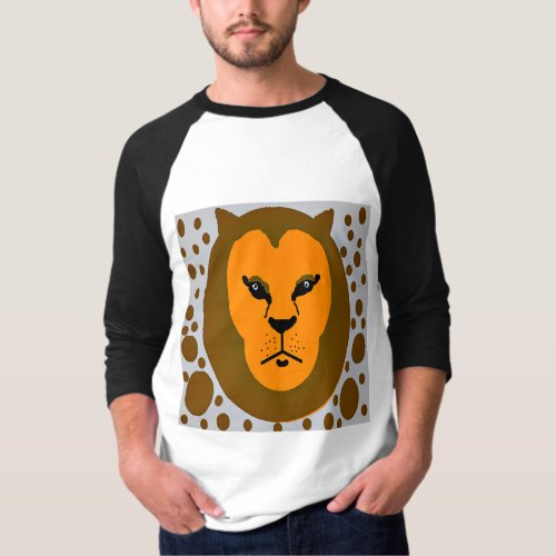 Lion Face illustration on black_white T_shirt