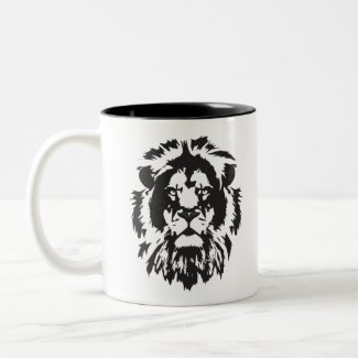 Lion face, lionhead tattoo Two-Tone coffee mug