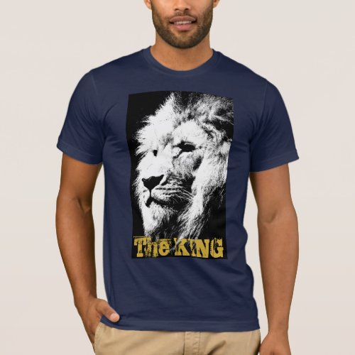 Lion Face Mens Bella Canvas Short Sleeve Navy Blue T_Shirt