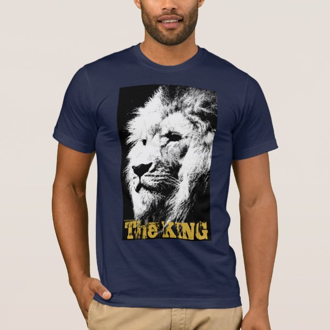 Lion Face Mens Bella Canvas Short Sleeve Navy Blue T-Shirt (Front)