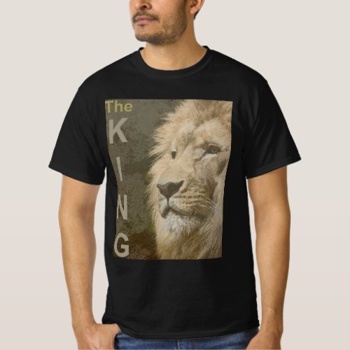Lion Face Mens Modern Elegant Black Template T_Shirt