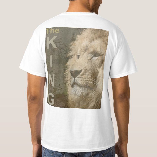 Lion Face Mens Modern Elegant Template White T-Shirt (Back)