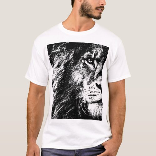 Lion Face Pop Art Template Modern Elegant Mens T_Shirt