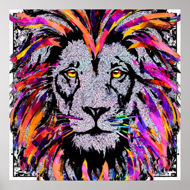 Lion Face Poster Print - Realistic Lion Drawings  (Front)