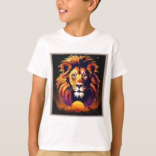 Lion Face Printed Powerful T_Shirt