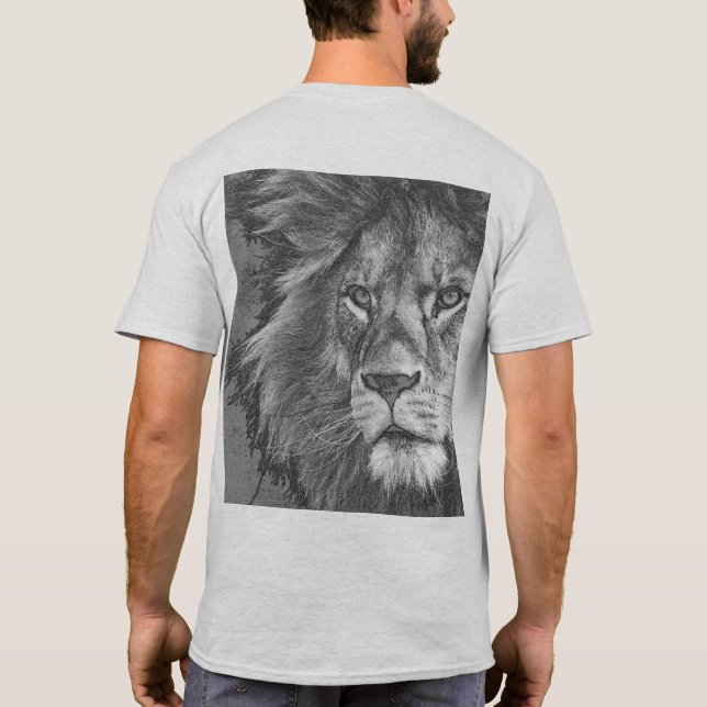 Lion Face Template Pop Art Mens Modern T-Shirt (Back)