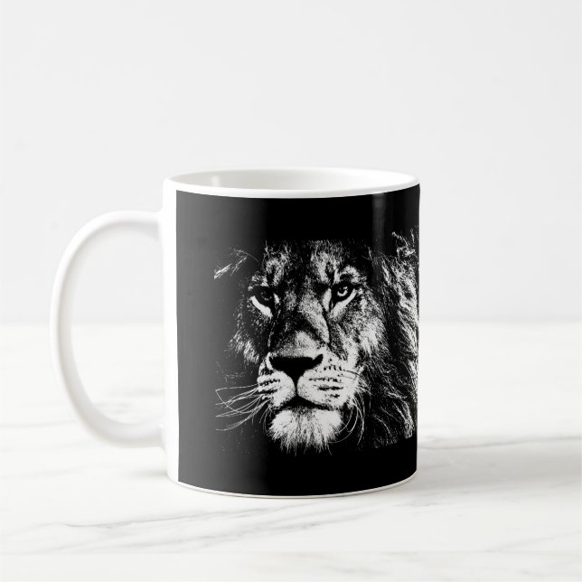 Lion Face The King Animals Pop Art Template Coffee Mug (Left)