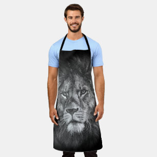 Lion Face Wild Animals Trendy Template Black Apron