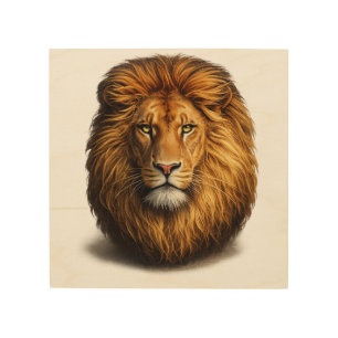 Lion Face Wood Wall Art   Jungle Animal Decor
