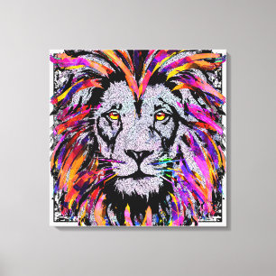 Lion Face Wrapped Canvas - Realistic Lion Drawing Print