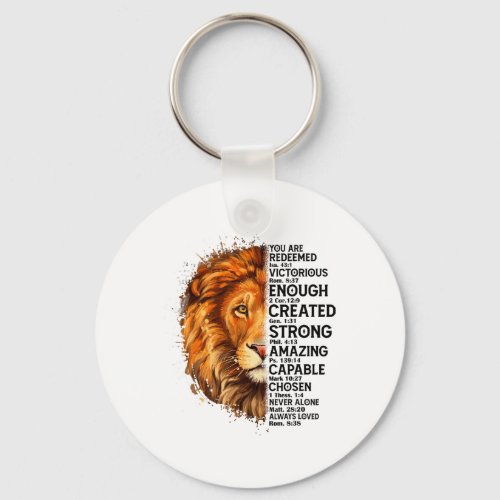 Lion Face You Are Redeemed Bible Verse Christian F Keychain