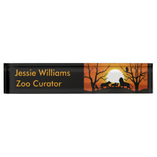 Lion family at sunset Africa Desk Name Plate
