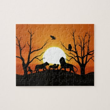 Lion Family At Sunset Africa Jigsaw Puzzle by laureenr at Zazzle