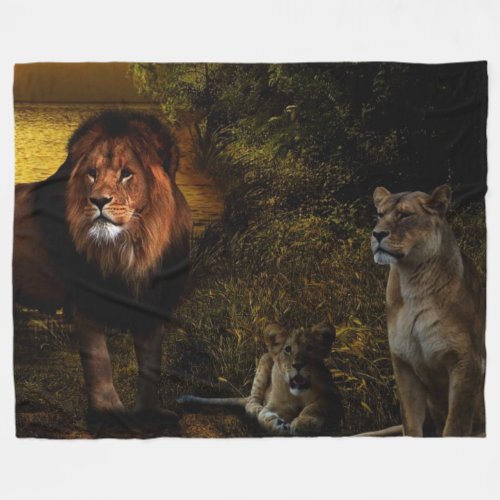 LION FAMILY FLEECE BLANKET