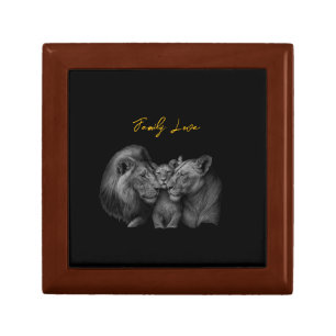 Lion Family Love – Black & White Art Gift Box