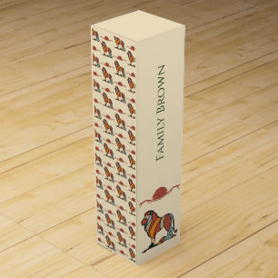 Lion Family Name Wine Box   Personalized