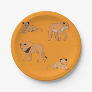 Lion Family Paper Plates