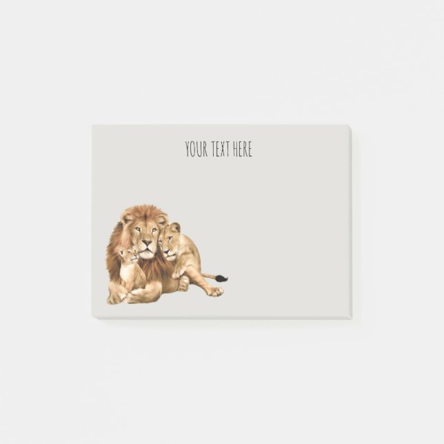 Lion Family Personalized Post It Notes (Front)