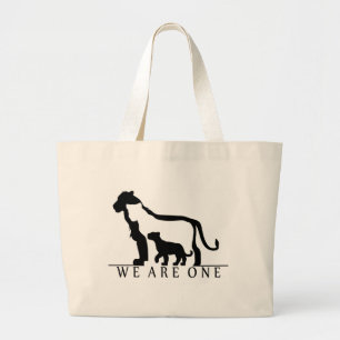 Lion Family (white version) Large Tote Bag