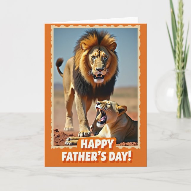 Lion Fathers Day Portrait Card (Front)