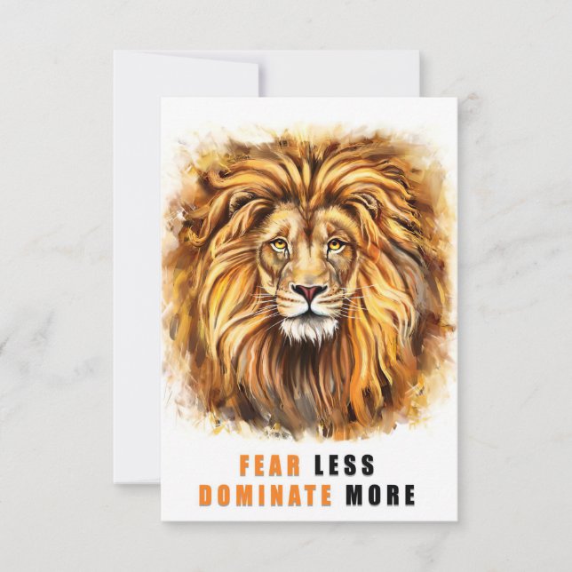 Lion Fear Less Dominate More Thank You Card (Front)