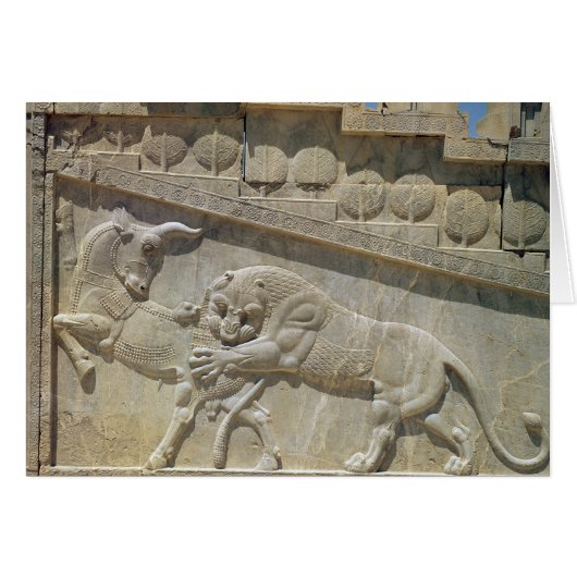 Lion fighting bull, relief east staircase (Front Horizontal)