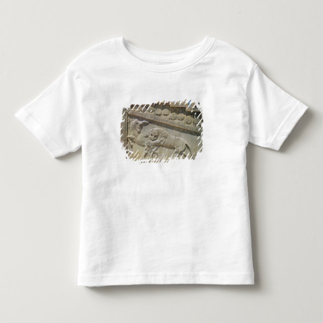 Lion fighting bull, relief east staircase toddler t-shirt (Front)