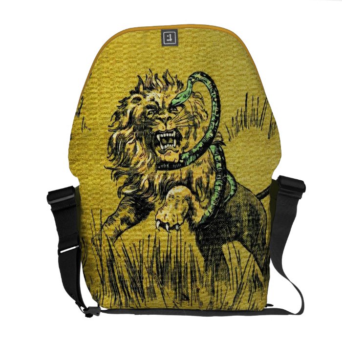 Lion Fighting Snake Messenger Bags