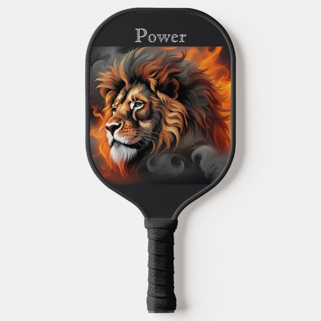 Lion Fire. Customizable Words and Monogram.  Pickleball Paddle (Front)