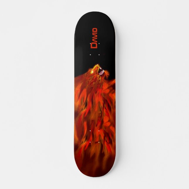 Lion Fire Flames Custom Skateboard (Front)