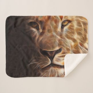 Lion Fire Fractal Majestic Jungle King