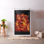 Lion Fire on Black Fabric