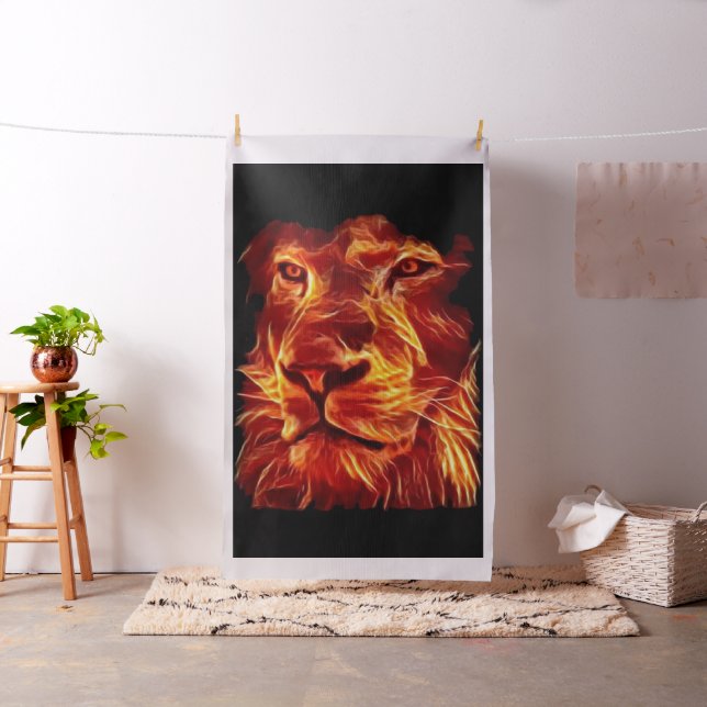 Lion Fire on Black Fabric (In Situ)