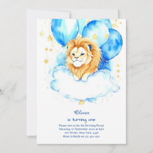 Lion First Birthday Invitation
