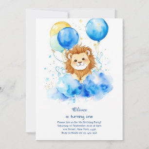 Lion First Birthday Invitation